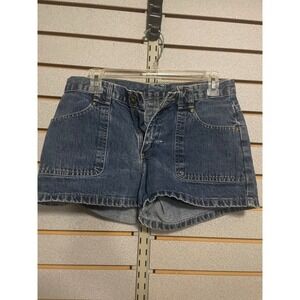 Lee Dungarees Womens Blue Denim Jean Shorts Pockets Button Size 8 30 in waist